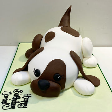 3d Cake carved to look like a pet dog