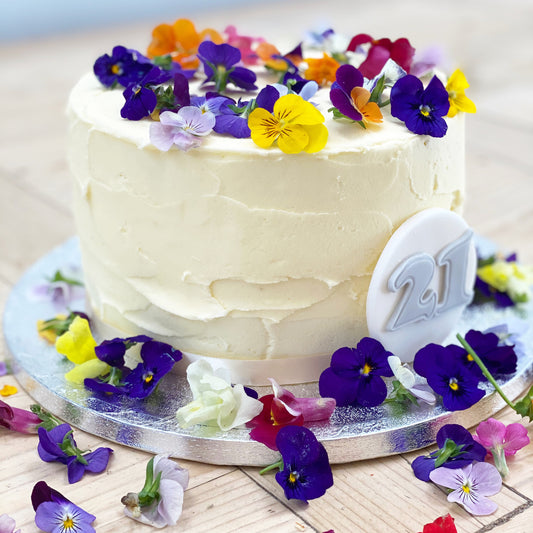 Buttercream Cake with Fresh Edible Flowers