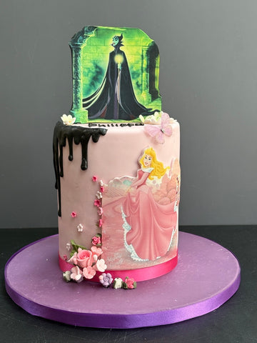Birthday Cake decorated with Aurora and Maleficent