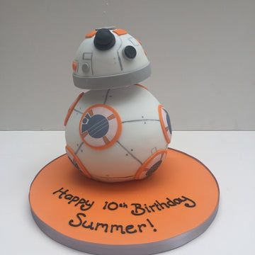 Birthday Cake carved to the shape of BB8 from Star Wars