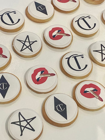 Cookies branded with Charlotte Tilbury logo for product launch