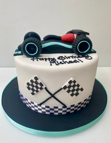 F1 Racing Car Single Tier Birthday Cake
