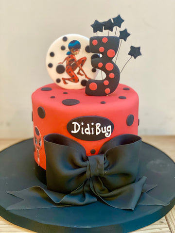 Ladybug themed birthday cake