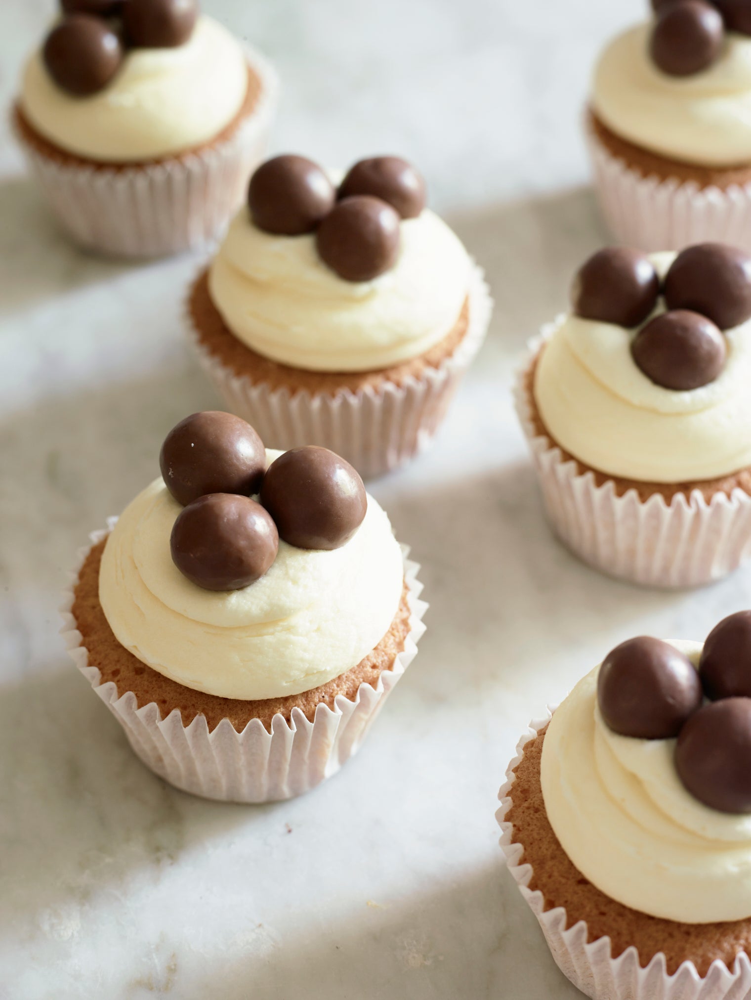 Cupcakes decorated with Maltesers