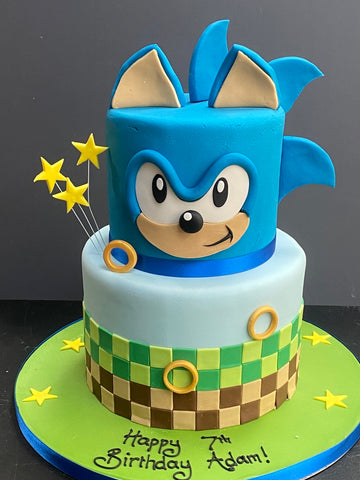 Birthday Cake Decorated in Sonic the Hedgehog Theme