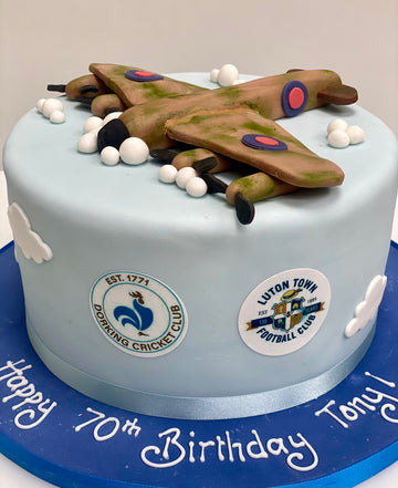 spitfire sugar plane on a birthday cake