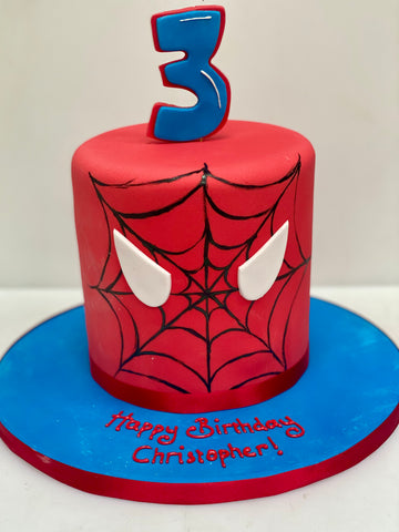 Spider-Man themed birthday cake with number 3