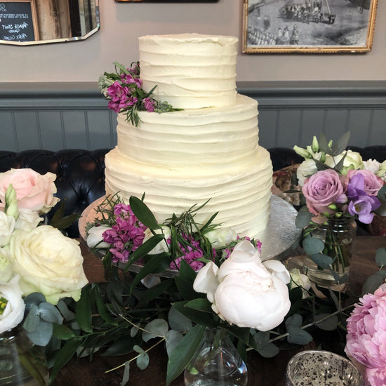 Buttercream Wedding Cake with Fresh Flowers delivered in london