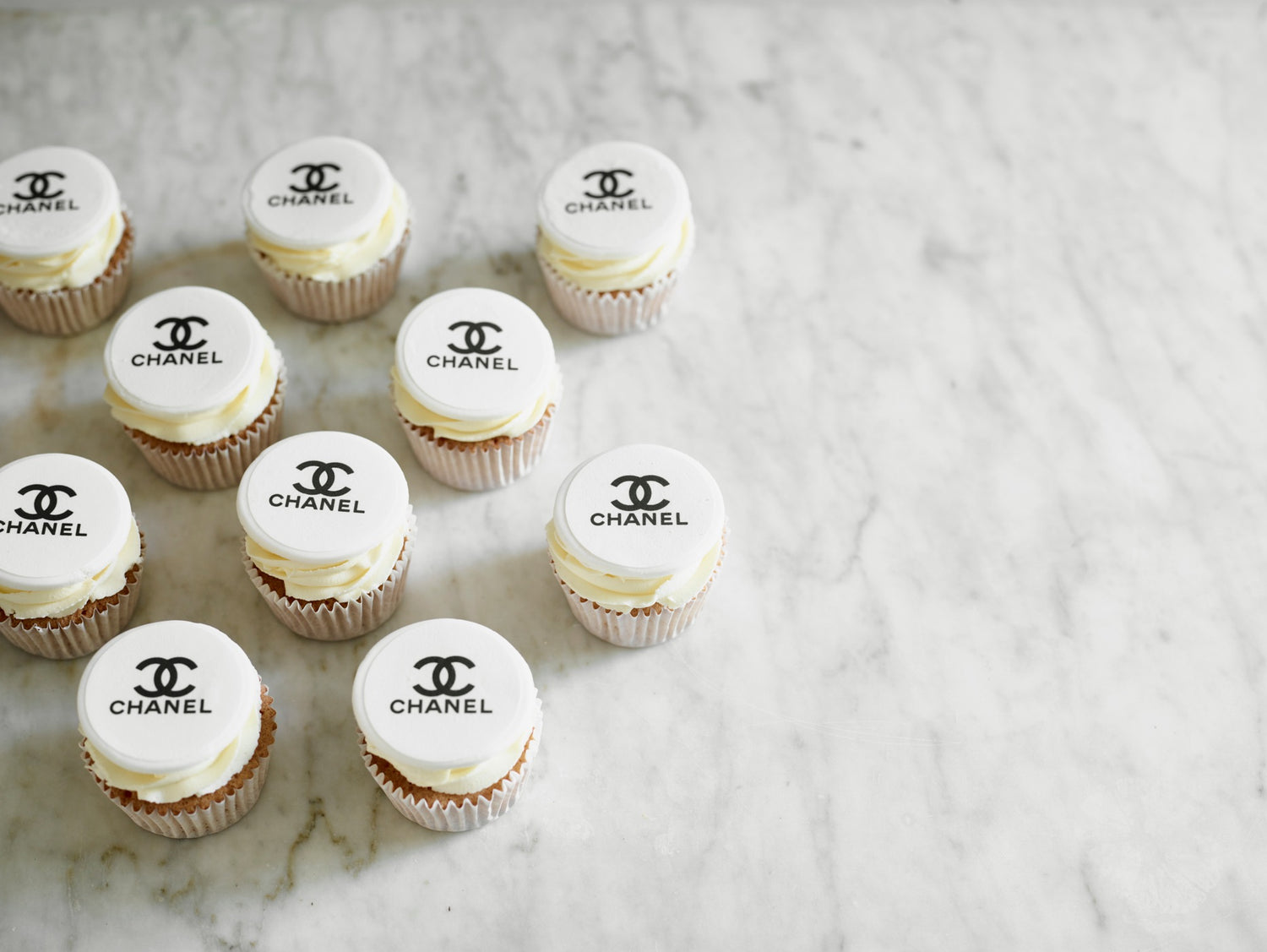 Corporate chanel logo cupcakes