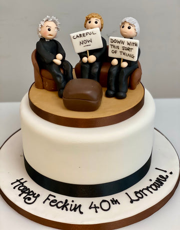 Cake decorated in the theme of Father Ted