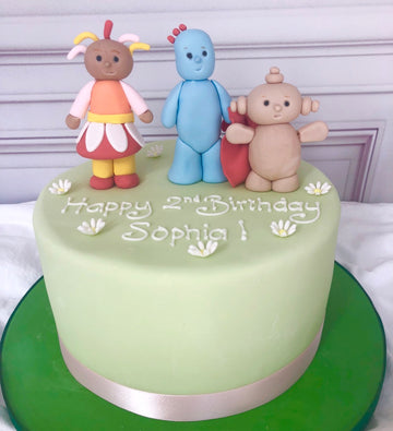Birthday cake with iggle piggle, upsy daisy and macca pacca from in the night garden