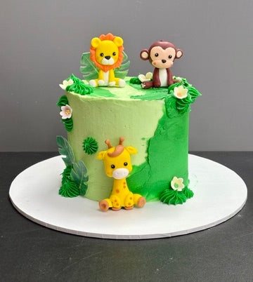 Jungle Animal themed buttercream birthday cake ready to order in london