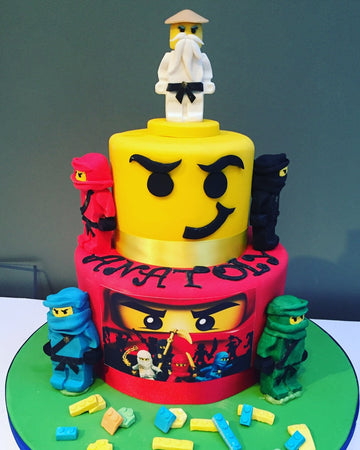 Lego Ninjago Birthday Cake Delivered London with sugar ninjago figures on the cake