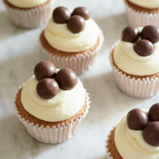 Cupcakes decorated with Maltesers