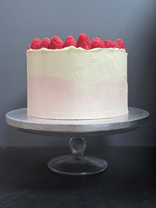 pink Ombre buttercream and raspberry celebration cake delivered in london