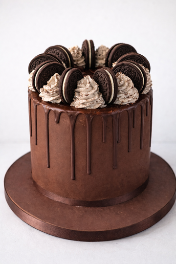 chocolate drip cake with oreo decorations delivered in london