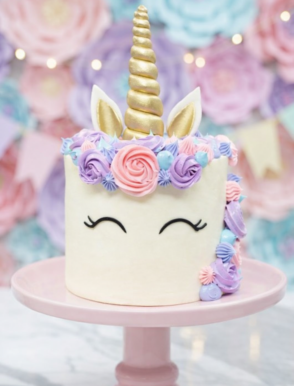 unicorn buttercream birthday cake with rainbow mane, for delivery in london