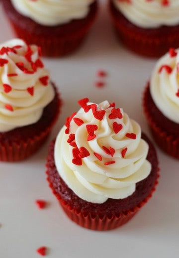 Valentine cupcakes with heart sprinkles, part of our valentine cakes range delivered across london