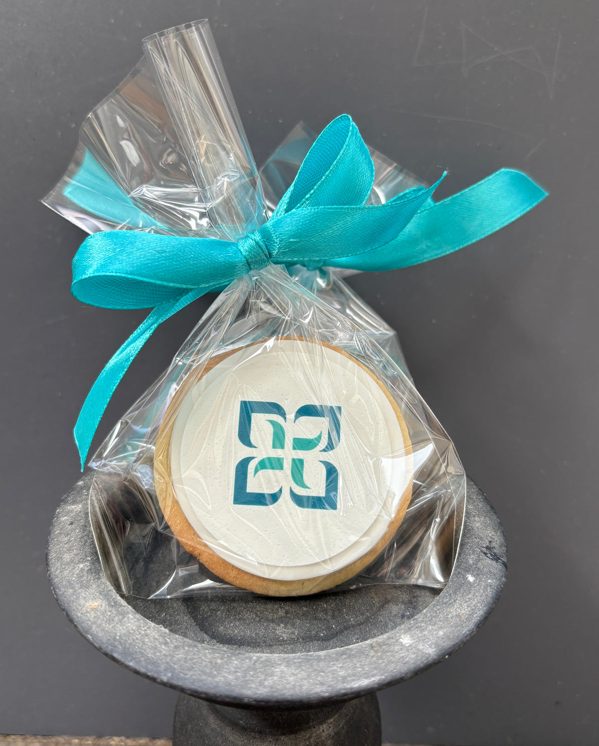 corporate branded logo cookies london  with ribbon for business