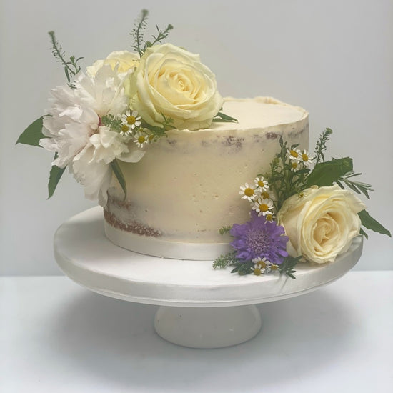 single tier semi naked wedding cake delivered london